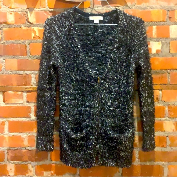 Love By Design Black & White Zippered Sweater - Size S - Picture 1 of 6